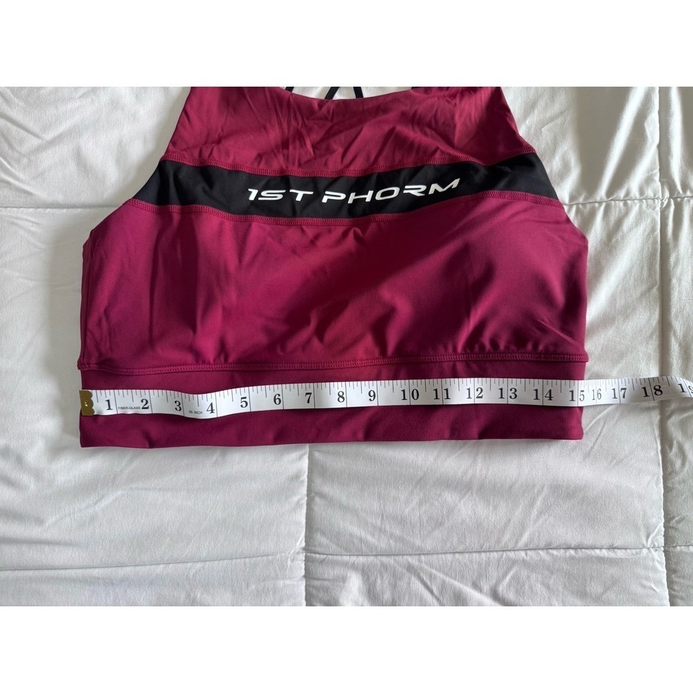 Women's 1st Phorm XL Tank Top Bra Padded Workout Basic Cropped Red Black EUC - Picture 7 of 8
